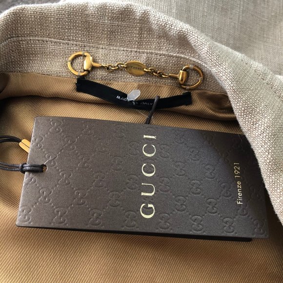 NWT Gucci linen & leather runway sleeveless safari blazer jacket - Picture 12 of 13